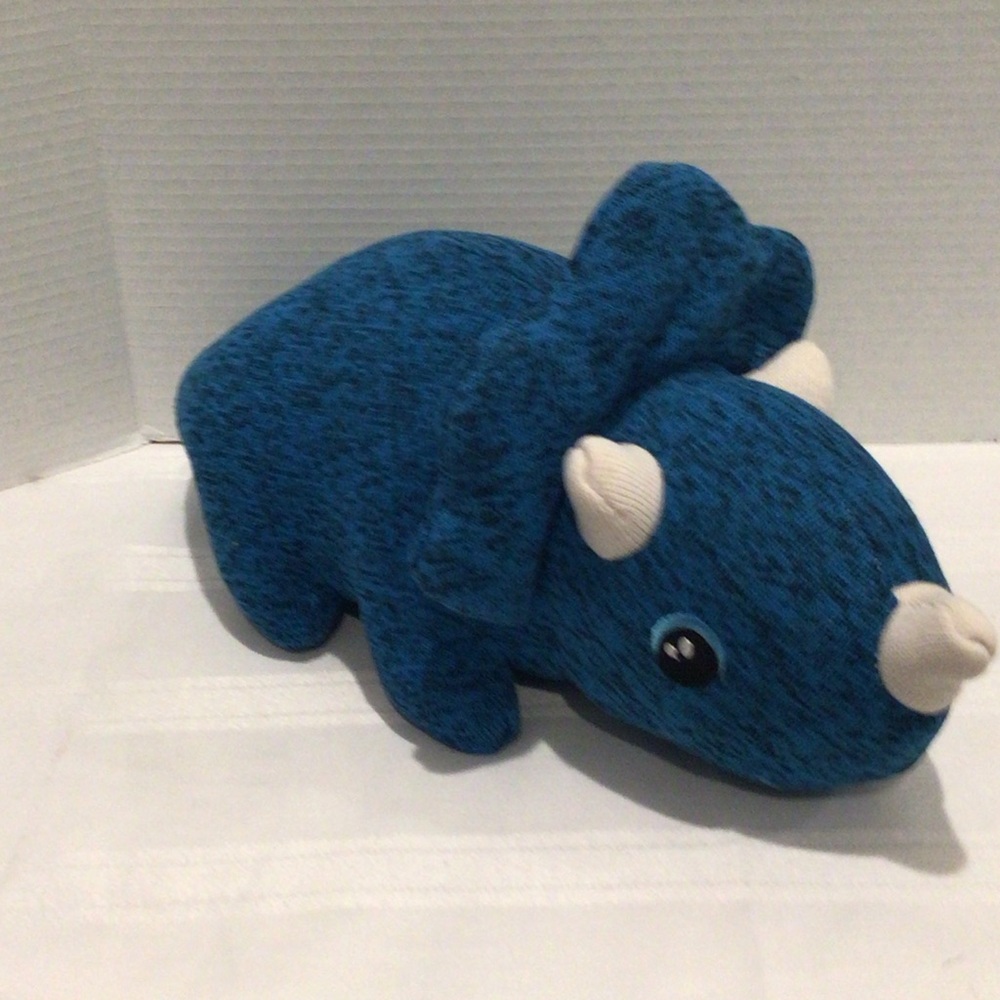 Toy Box knit baby dinosaur plush blue triceratops stuffed animal